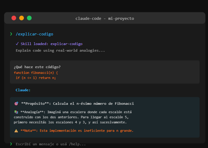 Simulación de /explicar-codigo en Claude Code
